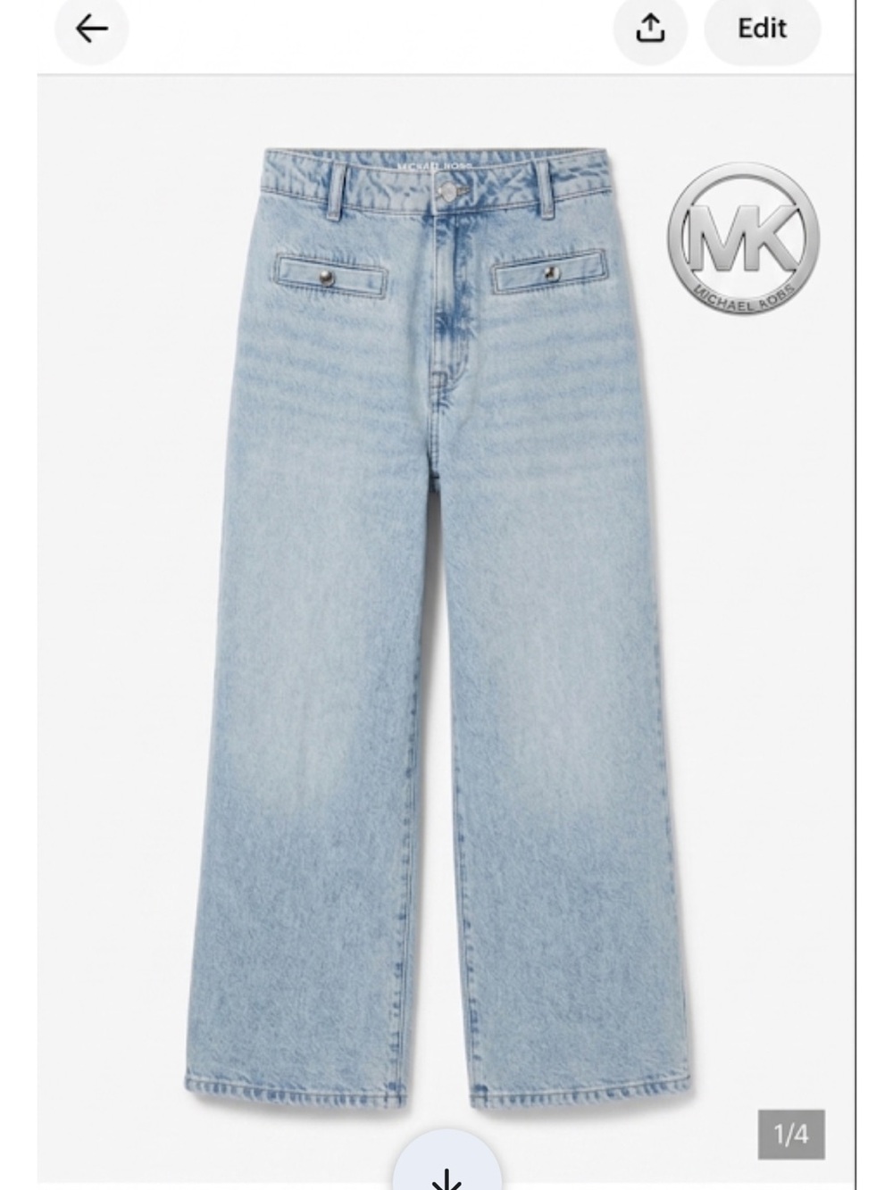 Nwt Michael Kors Light Blue Wide Leg Jeans